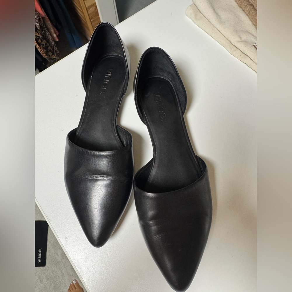 Vince Black Leather Flats